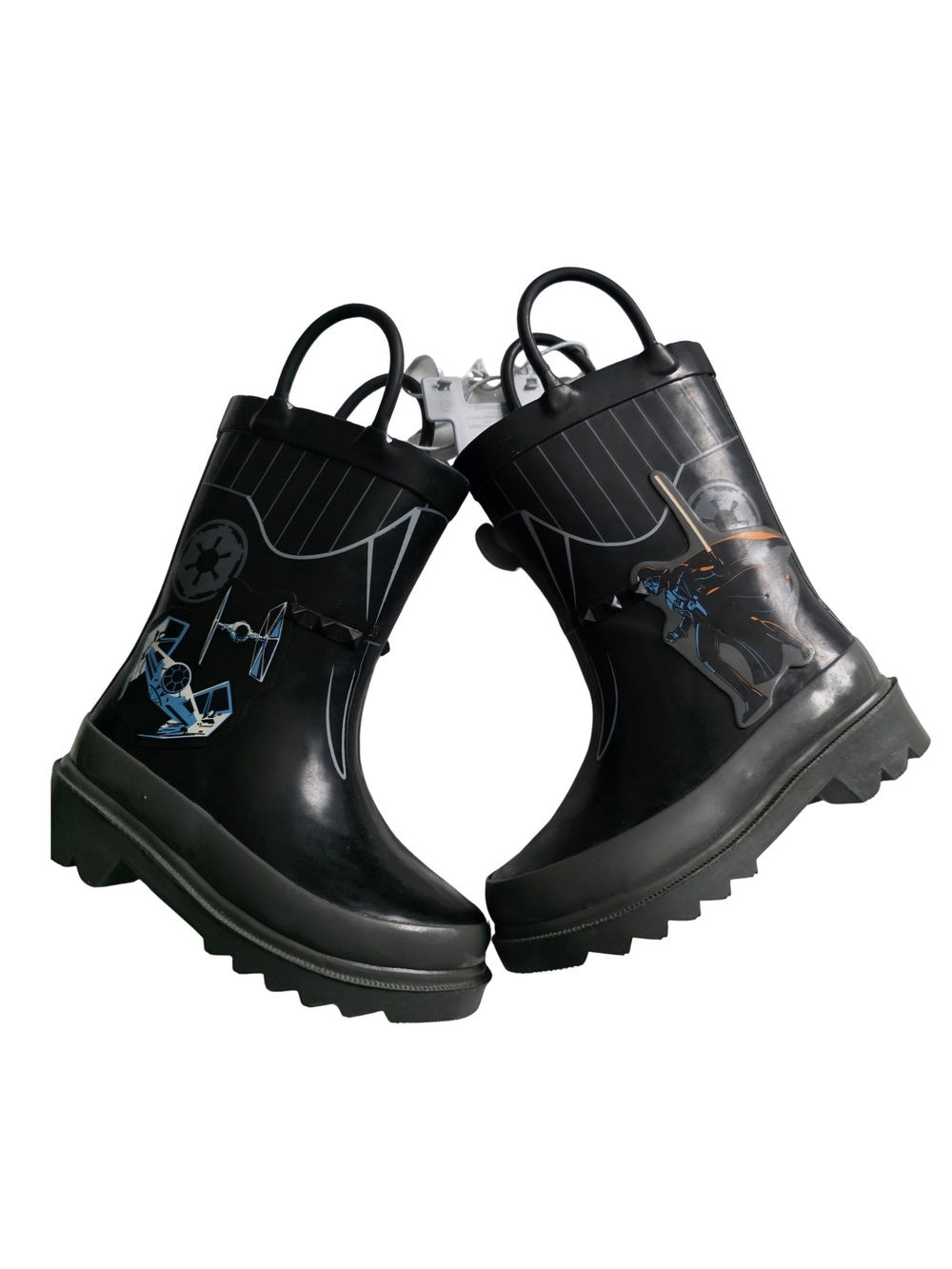 Disney Kids Black Star Wars Darth Vader Rain Boots with Pull Handles
